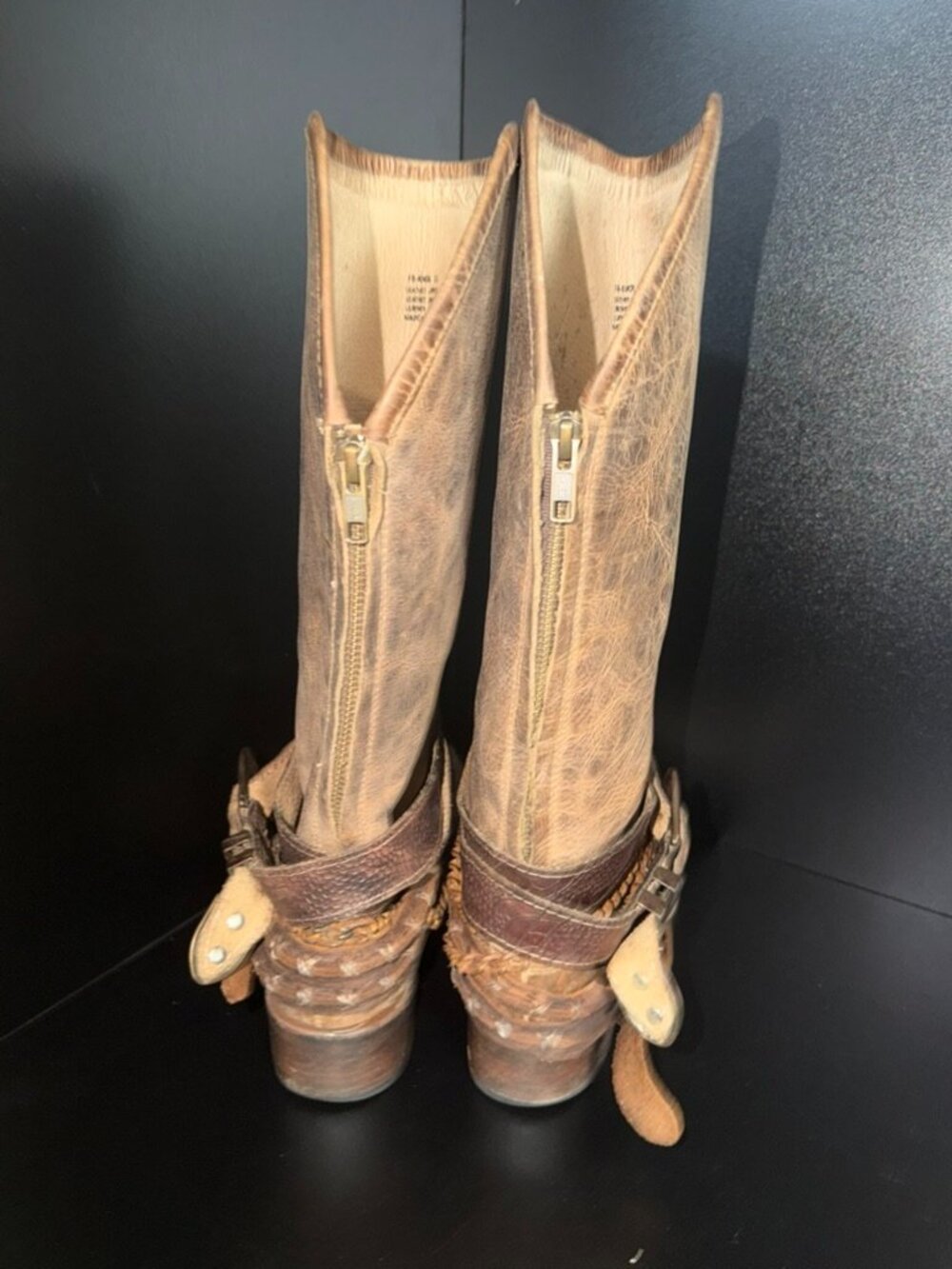 Freebird by Steven Knox Distressed Leather Tall Boots Brown Women's Size 10 - Picture 7 of 7